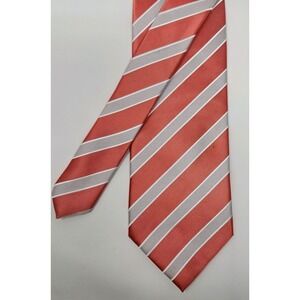 Silk Rhino Neckwear Jefferson Stripe Coral Microfiber Tie